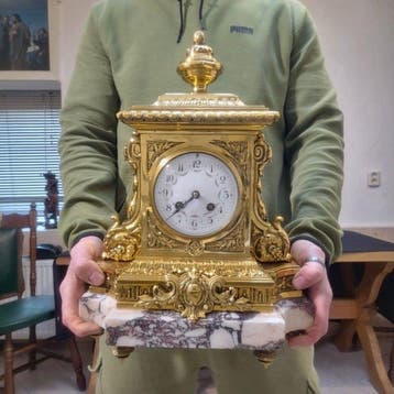 Tafelklok Napoleon III - Verguld brons - 1850-1900 - Top in, Antiek en Kunst