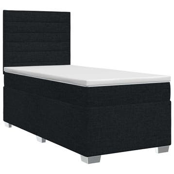 vidaXL Boxspringbed met matras met hoofdeinde Zwart 90 x 190, Maison & Meubles, Verzenden