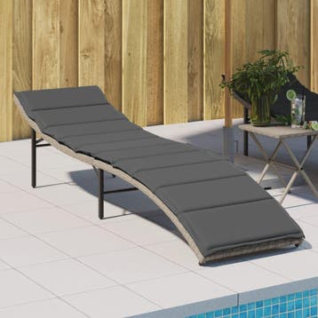 vidaXL Ligbed met kussen 55x199x50 cm poly rattan lichtgrijs, Verzenden