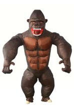 KIMU® Opblaas Kostuum Gorilla Opblaasbaar Pak Apenpak Mascot, Ophalen of Verzenden, Nieuw