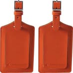 2dekans | Bagagelabel PU Leer – Set van 2 – Oranje – Koffer, Ophalen of Verzenden, Nieuw