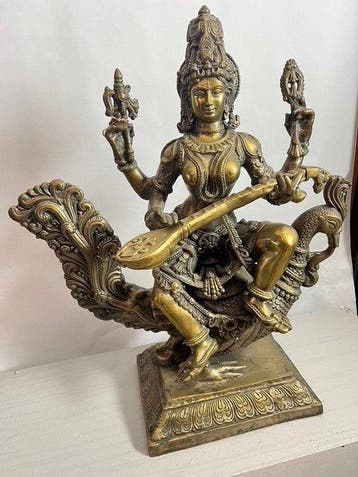 Sarasvati on her Swan - 76,5 x 62 cm - Messing - India -