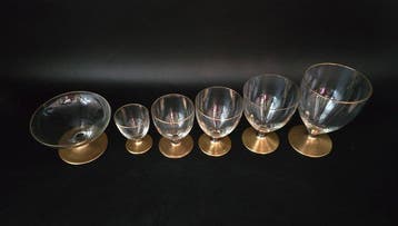 Drinkservies (37) - Glas, Verguld - Jaren ’50 / Déco