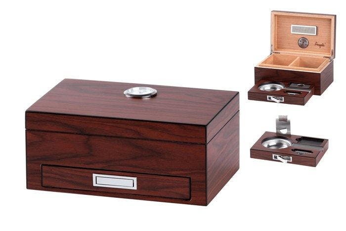 Zonder minimumprijs - Humidor - Hout - Angelo Humidorset, Collections, Articles de fumeurs, Briquets & Boîtes d'allumettes