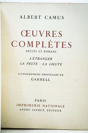Albert Camus / Garbell - Létranger, la peste, la chute -