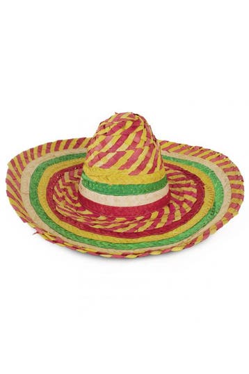 KIMU® Sombrero Hoed Rood Geel Groen Wit Mexico Mariachi Gevl, Ophalen of Verzenden, Nieuw