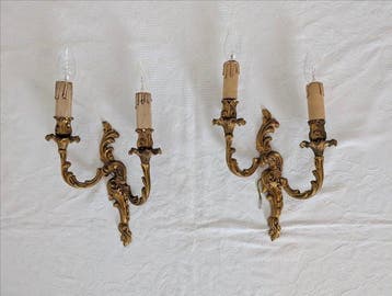 Wandkandelaar (2) - Brons - Brons met gouden afwerking