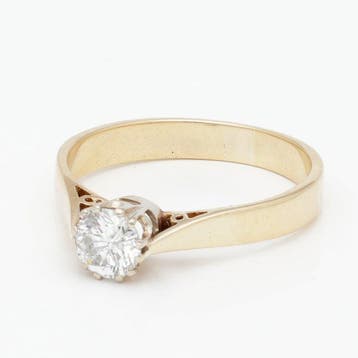 Bague - 14 carats Or jaune, Or blanc Diamant (Naturelle) -, Bijoux, Sacs & Beauté
