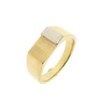 Bicolor gouden heren zegelring, Gebruikt, Overige kleuren, 19 tot 20, Heer