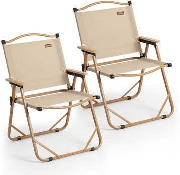 NIVADA Campingstoel 2pcs Beige - Opvouwbaar - 120kg, Caravans en Kamperen, Verzenden, Nieuw