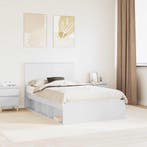 vidaXL Bedframe met hoofdeinde Wit 120 x 190 cm Massief, Huis en Inrichting, Slaapkamer | Bedden, Verzenden, Nieuw