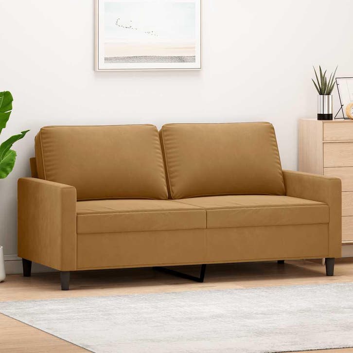 vidaXL Tweezitsbank / zetel 140 cm stof bruin, Huis en Inrichting, Zetels | Zetels, Nieuw, Verzenden