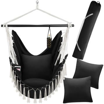 Hangstoel Malika, boho-stijl, draagkracht 150kg - zwart, Verzenden