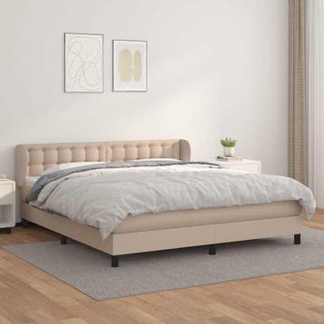 vidaXL Boxspring met matras kunstleer cappuccinokleurig, Verzenden
