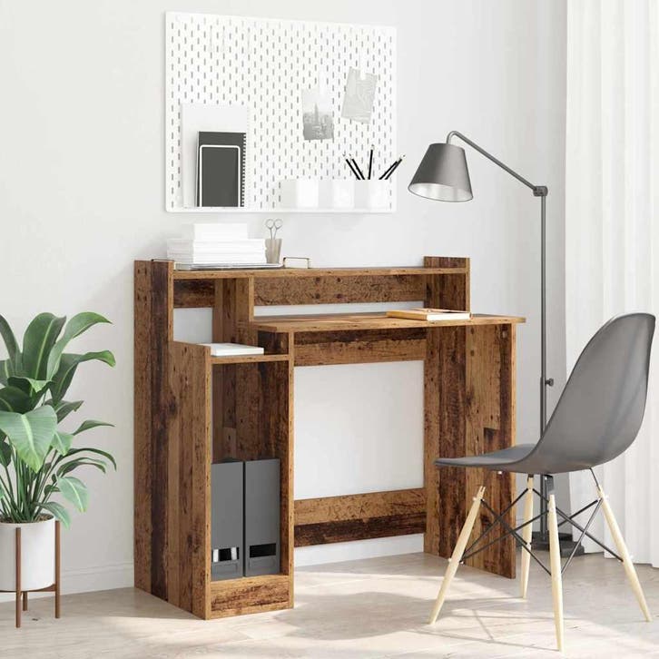 vidaXL Bureau met plank Oudhout 97 x 45 x 90 cm Bewerkt hout, Maison & Meubles, Bureaux, Envoi