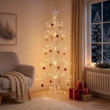 vidaXL Metalen kerstboom KUOPIO 150 cm Staal Wit, Verzenden