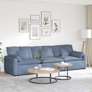 vidaXL Modulaire bank met kussens blauw, Huis en Inrichting, Zetels | Voetbanken en poefs, Verzenden, Nieuw