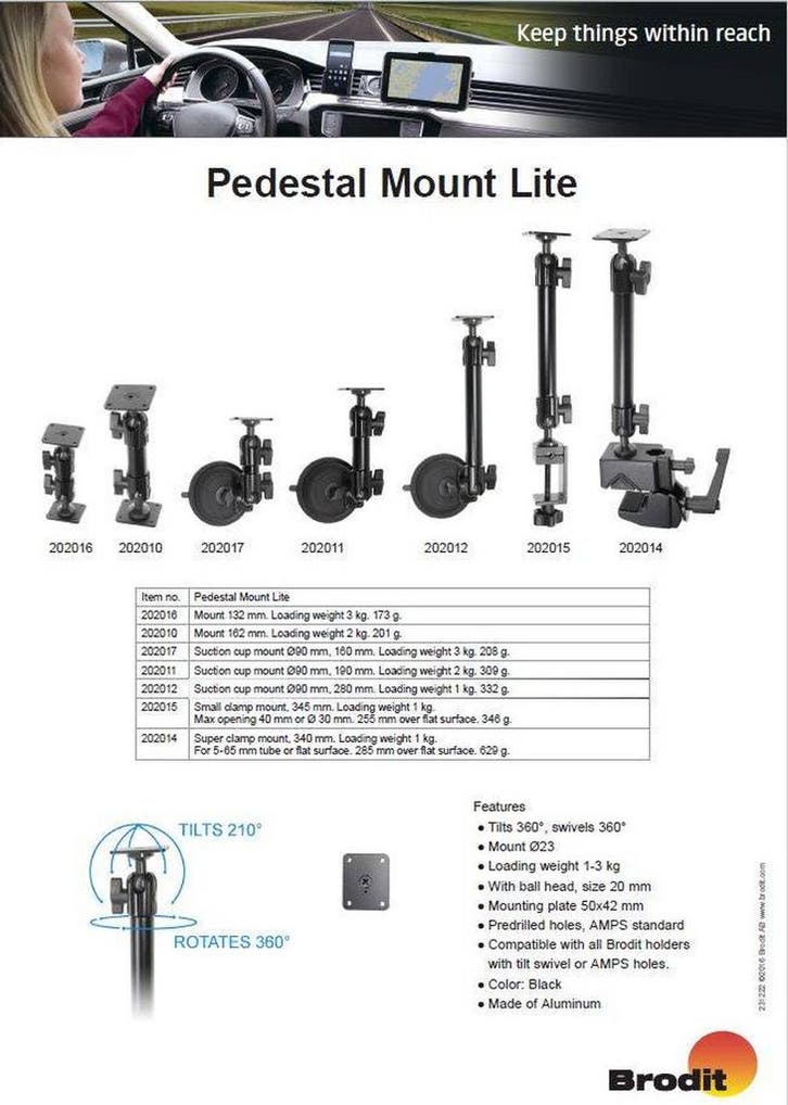 Pedestal Mount Lite Suction cup mount Middel 190mm, Auto diversen, Auto-accessoires, Zo goed als nieuw, Verzenden