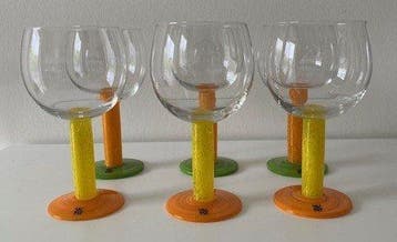 WMF - Wijnglas (6) - Glas - Memphis style wijnglazen