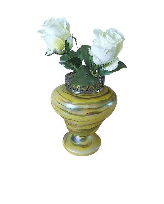 Vaas - Glas - Vaas foto bloemen., Antiquités & Art, Art | Objets design