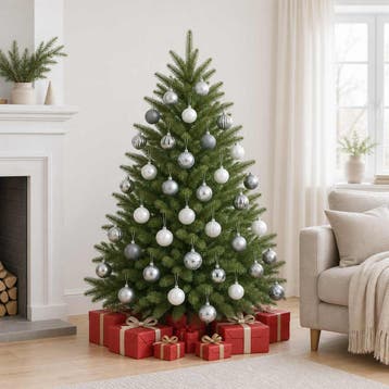 vidaXL Kerstballenset 75 st Wit en Grijs 6 cm Polystyreen, Verzenden, Nieuw