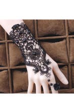 Armband Kant Zwart met Ring en Roos Great Gatsby Roaring Twe, Ophalen of Verzenden, Nieuw, Zwart