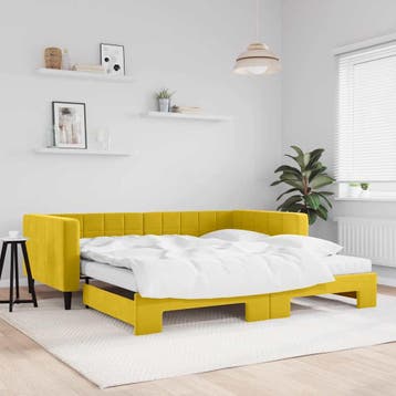 vidaXL Slaapbank onderschuifbed en matrassen 100x200 cm, Verzenden