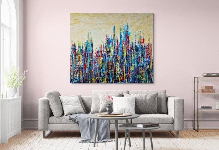 Jovan Srijemac (1962) - Abstract city colors - XXL, Antiquités & Art, Art | Peinture | Moderne
