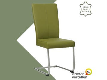 Leren eetkamerstoel Dry - Toledo Apple Green (groen) -, Huis en Inrichting, Overige kleuren, Nieuw, Leer, Ophalen of Verzenden