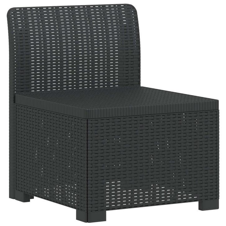vidaXL Eén-zits Tuin Sofa Rieten Look PP Antraciet, Tuin en Terras, Tuinsets en Loungesets, Nieuw, Verzenden