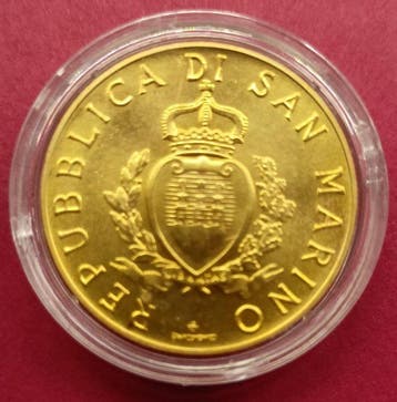 San Marino. 5 Scudi 1989 - 16,97 gr Au .917 (Zonder