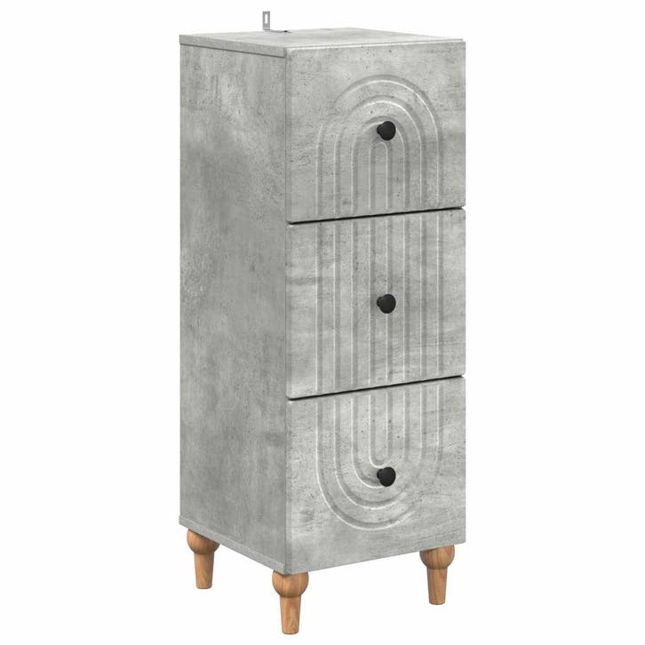 vidaXL Ladekast Betongrijs 33 x 34,5 x 90 cm Bewerkt hout, Maison & Meubles, Armoires | Autre, Envoi