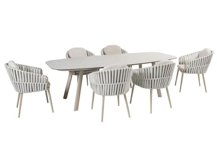 Taste by 4 Seasons Eva tuinset latte met Manolo tafel latte, Jardin & Terrasse, Ensembles de jardin