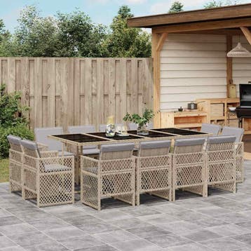 vidaXL 13-delige Tuinset met kussens poly rattan gemengd, Verzenden, Tuinset