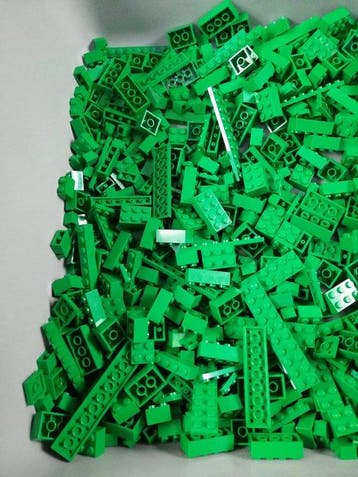 Lego - geen serie - Partij van 1000 groene bouwstenen -, Nieuw
