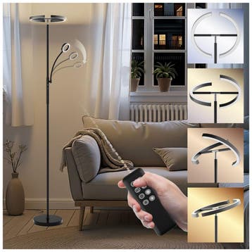 Vloerlamp Auralis LED 20W, leeslamp, dimbaar - zwart, Verzenden, Nieuw