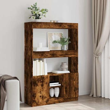vidaXL Hoge kast 92x33x140 cm bewerkt hout gerookt, Verzenden, Nieuw