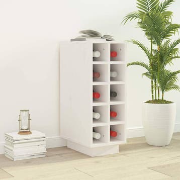 vidaXL Wijnkast 23x34x61 cm massief grenenhout wit, Huis en Inrichting, Woonaccessoires | Wijnrekken, Verzenden, Nieuw