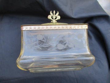 Koektrommel - Emmer van gegraveerd glas uit de late 19e, Antiek en Kunst