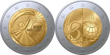 Andorra 2 x 2 Euro 2023 Gedenkmunten Un en Sonnenwende in..., Postzegels en Munten, Munten | Europa | Euromunten, Verzenden, België
