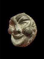 Oud-Romeins grijze steen zeldzaam masker van Bacchus - 40 mm