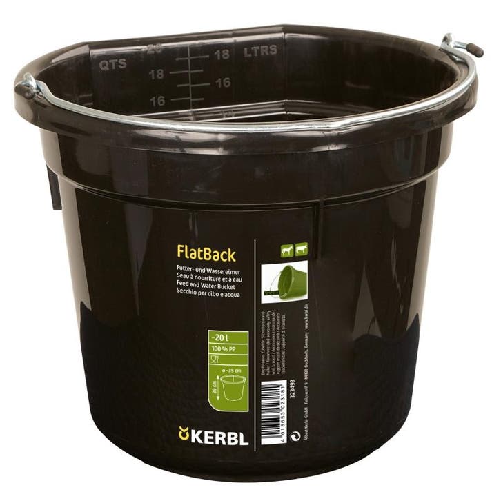 Voeder- en wateremmer flatback - ca. 20 l, zwart - kerbl, Dieren en Toebehoren, Stalling en Weidegang