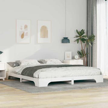 vidaXL Bedframe Wit 200 x 220 cm Massief grenenhout, Huis en Inrichting, Slaapkamer | Bedden, Verzenden, Nieuw