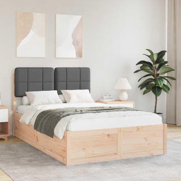 vidaXL Bedframe met Gevoerde Hoofdbord Donkergrijs 120 x 200, Verzenden, Nieuw