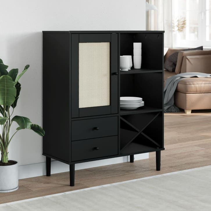 vidaXL Hoge kast SENJA 90x40x112 cm rattan look grenenhout, Maison & Meubles, Armoires | Dressoirs, Envoi