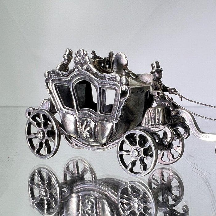 Hallmarked JOW - Carriole - pièce de collection inspirée par, Antiquités & Art, Antiquités | Argent & Or