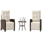 vidaXL 3-delige Bistroset met kussens poly rattan bruin, Verzenden