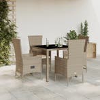 vidaXL 5-delige Tuinset met kussens poly rattan beige, Verzenden, Nieuw, Tuinset
