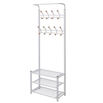 vidaXL Kledingrek met schoenenopberger 68x32x182,5 cm wit, Huis en Inrichting, Woonaccessoires | Kapstokken, Verzenden, Nieuw