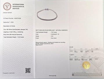 Bracelet de tennis - 18 carats Or blanc - 7.22ct. tw.